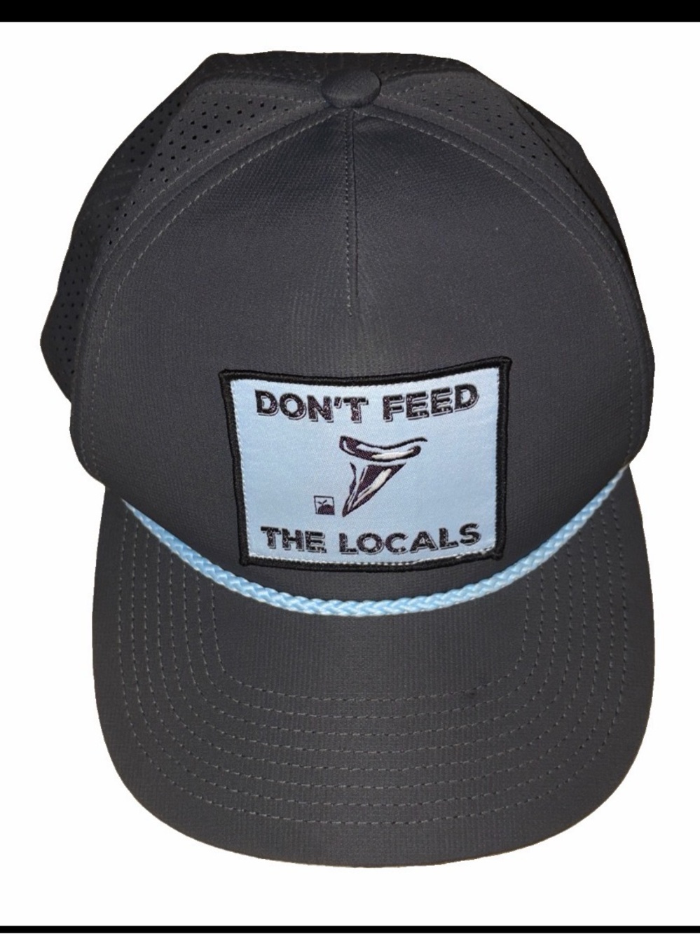 Flomotion Toothy Performance Hat Dont Feed The Locals Shark Snapback Charcoal